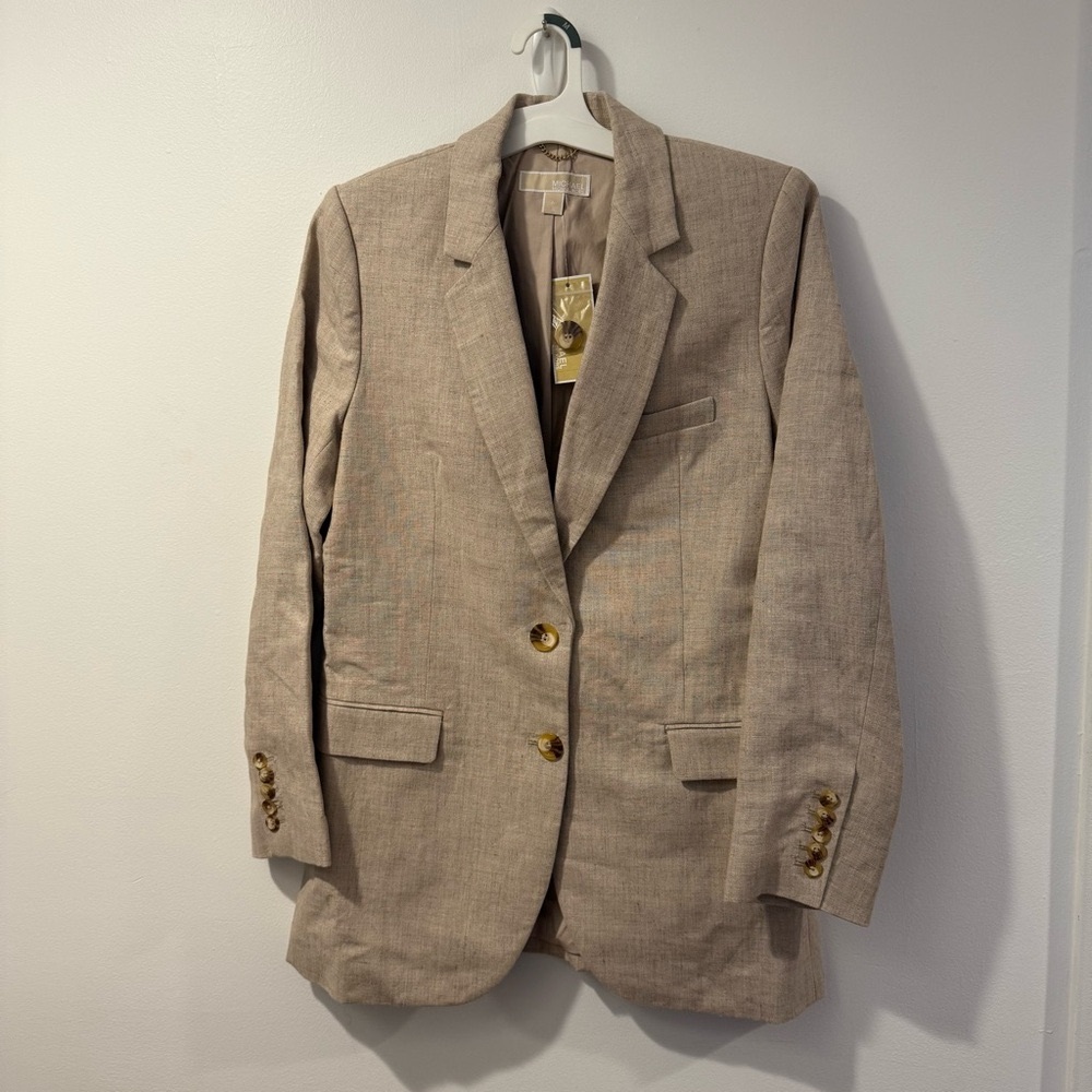 Michael Kors Washed Linen Boyfriend Blazer